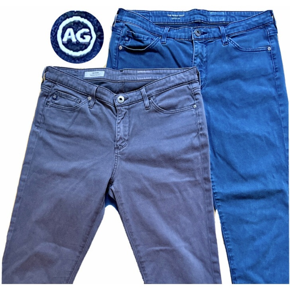 Lot *2* AG Adriano Goldschmied 28R The Prima Mid Rise Cigarette Jeans Gray Blue